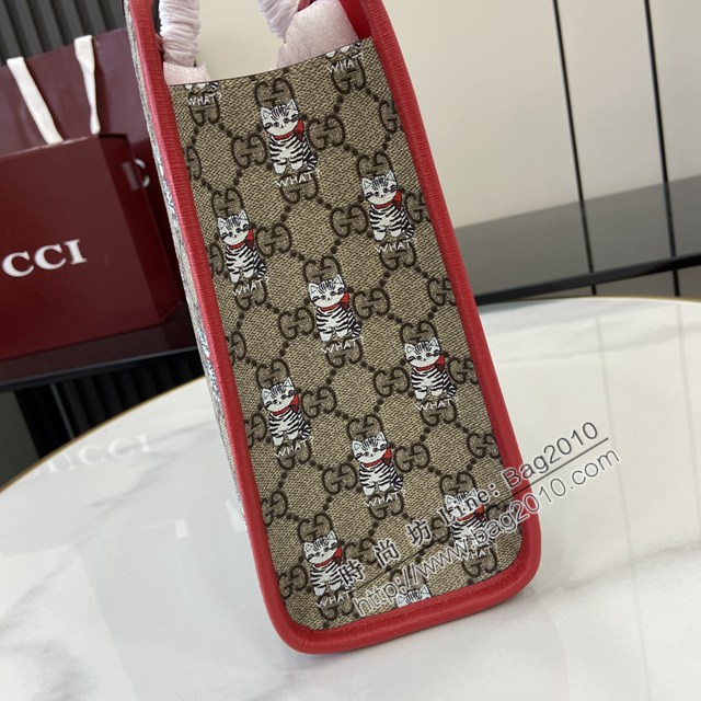 Gucci專櫃古馳2025早春兒童系列最新款動物印花手提托特包 jh2899型號：605614